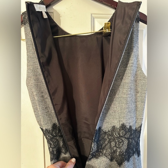 ETCETERA Gray Black Lace Wool Tweed LOOK Soft Sheath Sleeveless CLEAN Midi Sz 4 - Picture 10 of 13